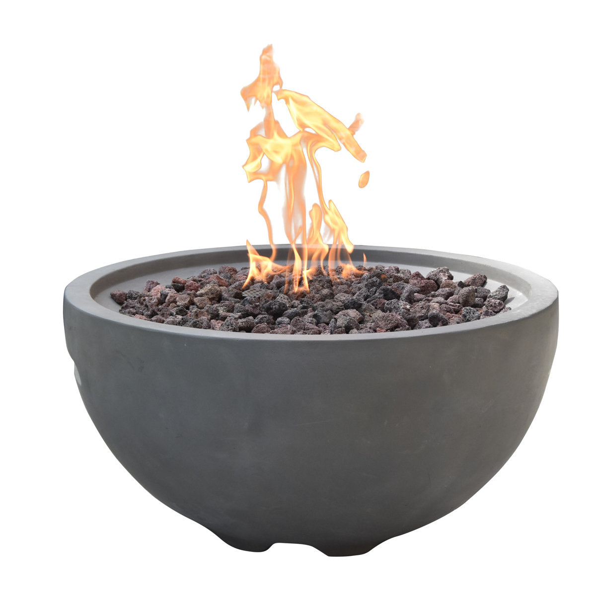 Aswaldi 27" Outdoor Light Grey Concrete Fire Bowl 50,000 BTU - Includes Lava Rocks & PVC Cover