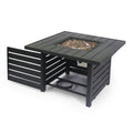 Fernon Square Iron Propane Fire Pit Table with Hidden Fuel Tank