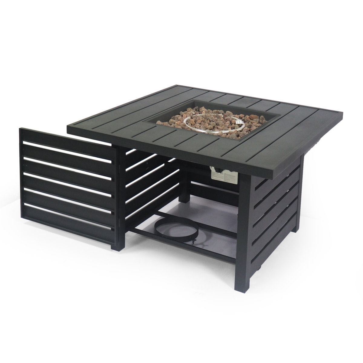 Fernon Square Iron Propane Fire Pit Table with Hidden Fuel Tank