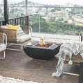 Jaymie 34" Outdoor Concrete Fire Table 50,000 BTU - Includes Lava Rocks & PVC Cover
