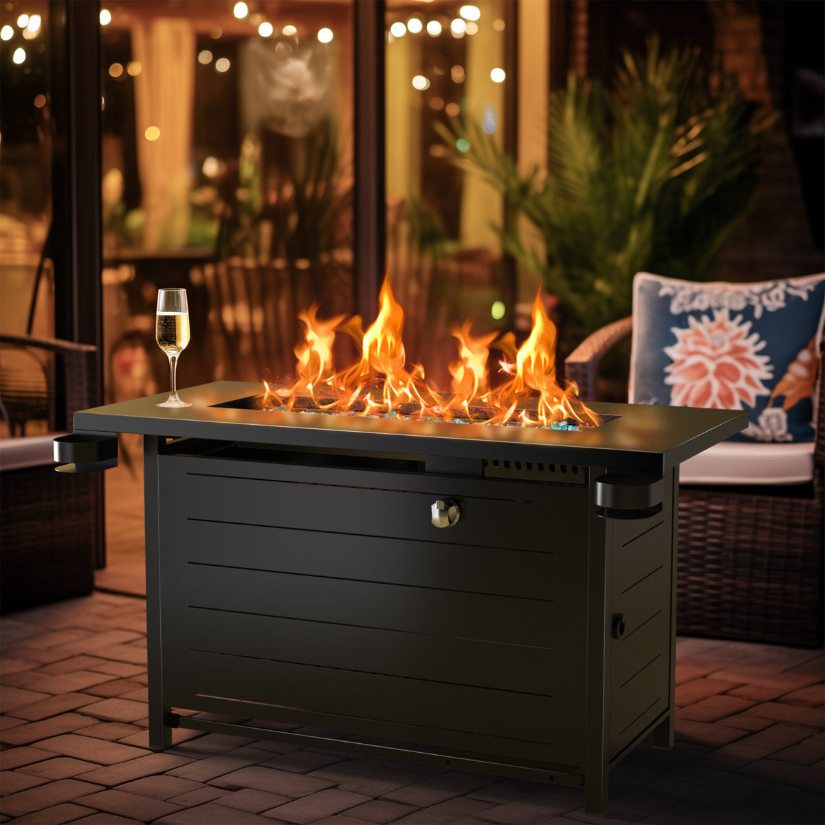 Propane Fire Table Outdoor Fire Pit with Lid