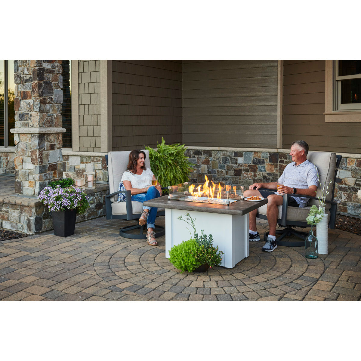 Linear Glass Fire Pit Wind Guard
