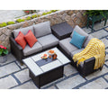 Rectangular Propane Gas Fire Pit Table with Resin Wicker Base