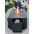 Sedona 66" Concrete Outdoor Fire Pit Table with Hideaway Propane Tank Holder Bundle with Wind Guard, Burner Lid, & Cover