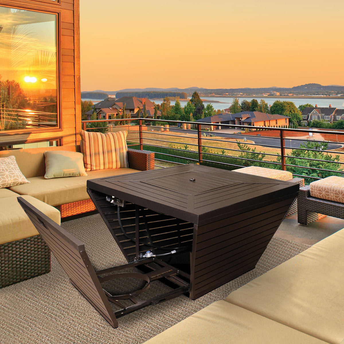 Sunbeam Premium Aluminum Propane/Natural Gas Fire Pit Table
